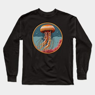 Bubbly Jellyfish Embroidered Patch Long Sleeve T-Shirt